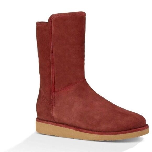 UGG COLLECTION ABREE SUEDE WOMEN SHORT BOOTS RUST US 6 - Picture 1 of 11